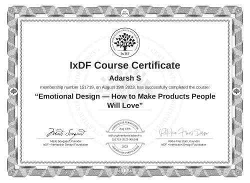 Emotional Design — How to Make Products People Will Love certificate