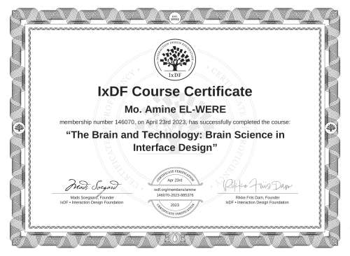 The Brain and Technology: Brain Science in Interface Design certificate