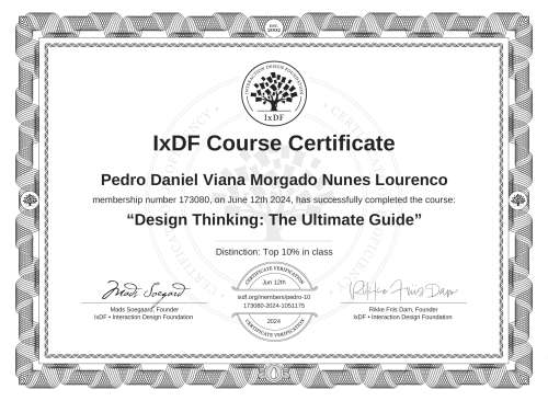 Design Thinking: The Ultimate Guide certificate