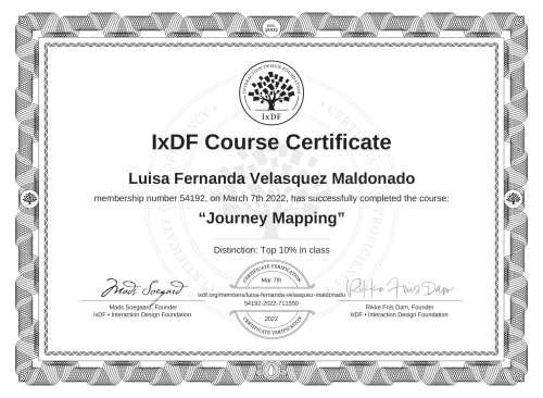 Journey Mapping certificate