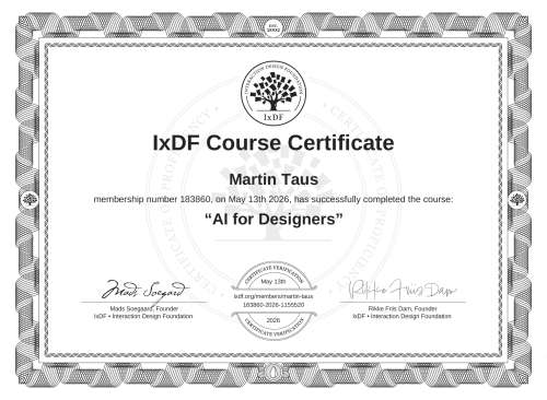AI for Designers certificate