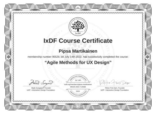 Agile Methods for UX Design certificate