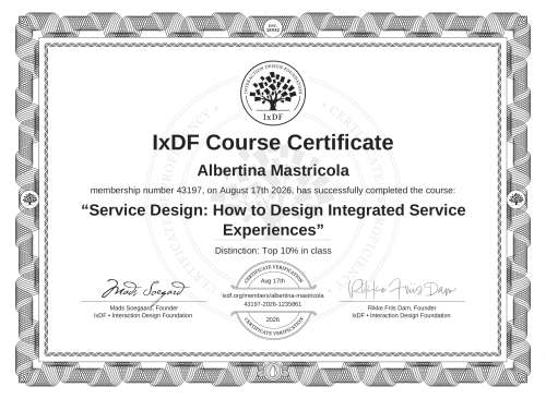 Service Design: How to Design Integrated Service Experiences certificate