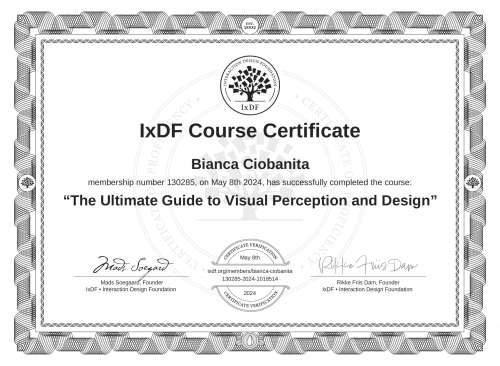 The Ultimate Guide to Visual Perception and Design certificate