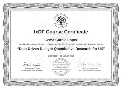 Data-Driven Design: Quantitative Research for UX certificate