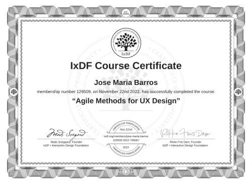 Agile Methods for UX Design certificate