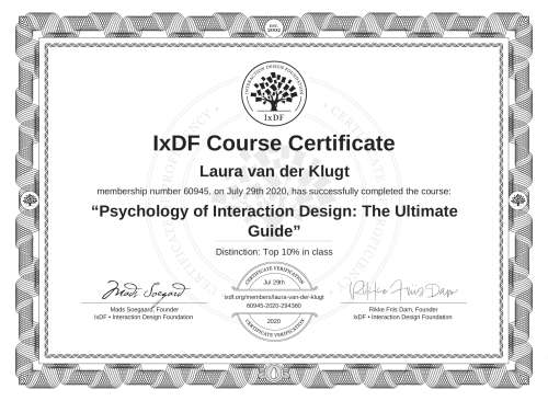 Psychology of Interaction Design: The Ultimate Guide certificate