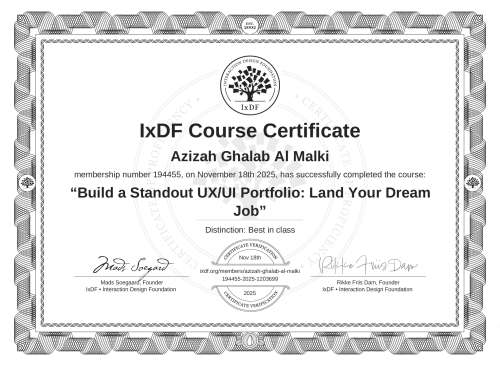 Build a Standout UX/UI Portfolio: Land Your Dream Job certificate