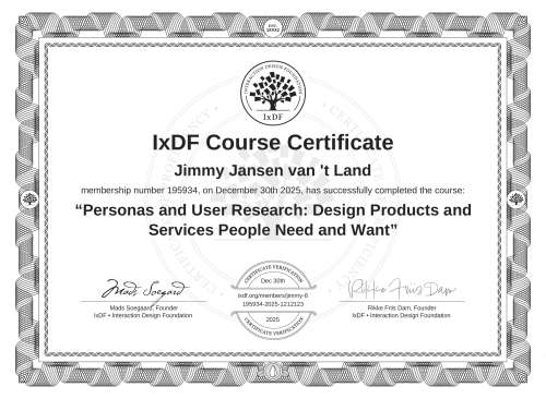 Personas and User Research: Design Products and Services People Need and Want certificate