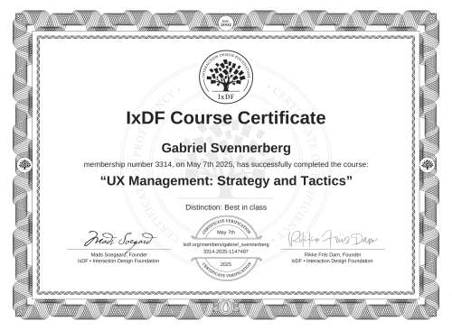 UX Management: Strategy and Tactics certificate