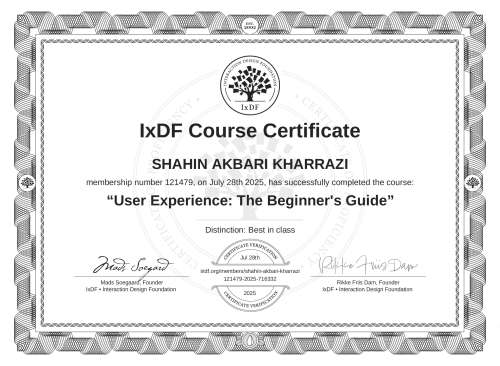 User Experience: The Beginner's Guide certificate