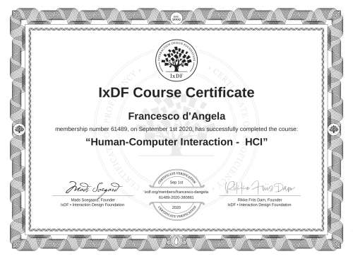 Human-Computer Interaction -  HCI certificate