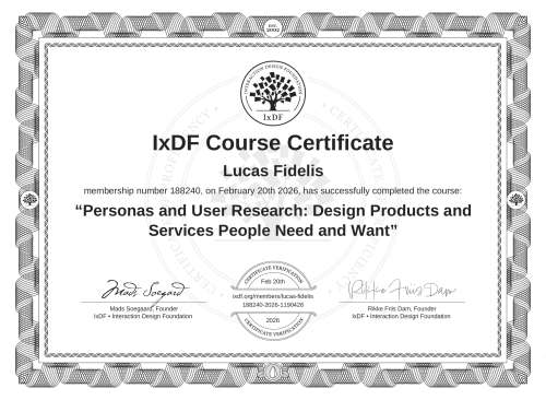 Personas and User Research: Design Products and Services People Need and Want certificate