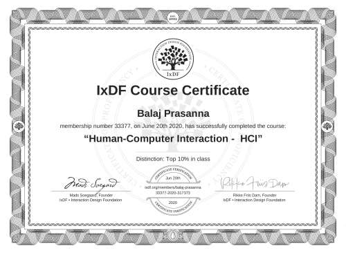 Human-Computer Interaction -  HCI certificate