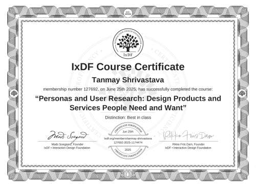 Personas and User Research: Design Products and Services People Need and Want certificate