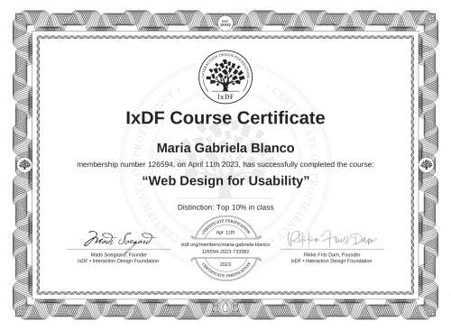 Web Design for Usability certificate