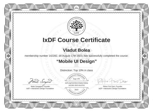 Mobile UI Design certificate