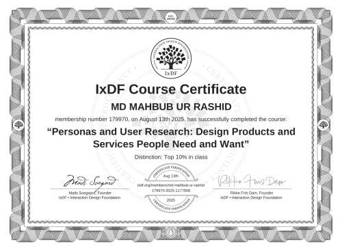 Personas and User Research: Design Products and Services People Need and Want certificate