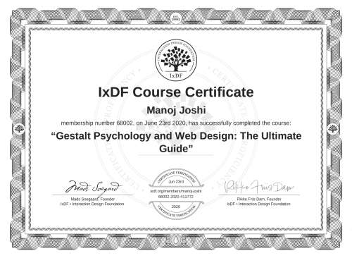 Gestalt Psychology and Web Design: The Ultimate Guide certificate
