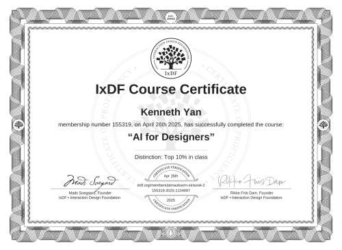 AI for Designers certificate