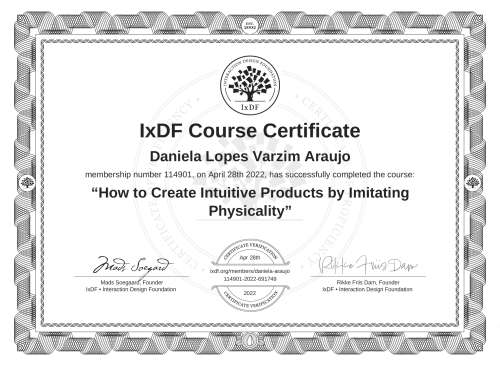 How to Create Intuitive Products by Imitating Physicality certificate