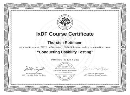 Conducting Usability Testing certificate