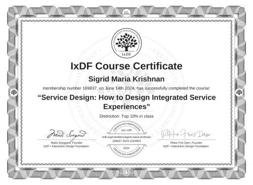 Service Design: How to Design Integrated Service Experiences certificate
