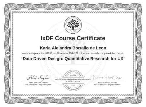 Data-Driven Design: Quantitative Research for UX certificate