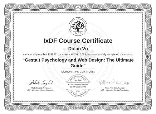 Gestalt Psychology and Web Design: The Ultimate Guide certificate