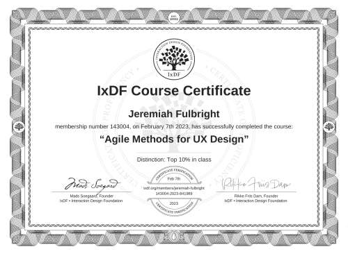 Agile Methods for UX Design certificate