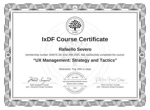 UX Management: Strategy and Tactics certificate