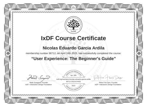 User Experience: The Beginner's Guide certificate