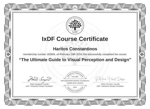 The Ultimate Guide to Visual Perception and Design certificate