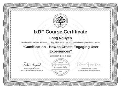 Gamification - How to Create Engaging User Experiences certificate
