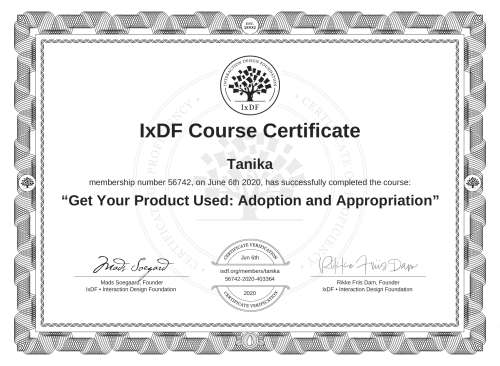 Get Your Product Used: Adoption and Appropriation certificate