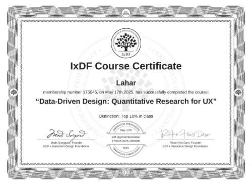 Data-Driven Design: Quantitative Research for UX certificate