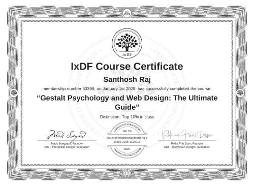 Gestalt Psychology and Web Design: The Ultimate Guide certificate