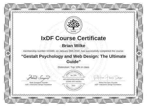 Gestalt Psychology and Web Design: The Ultimate Guide certificate