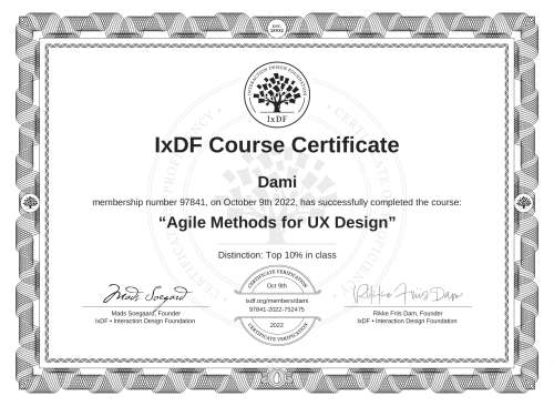 Agile Methods for UX Design certificate