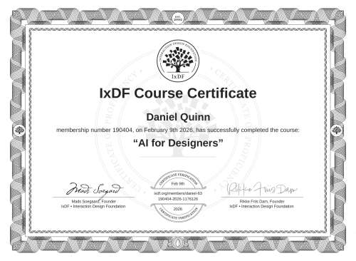 AI for Designers certificate