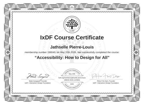 Accessibility: How to Design for All certificate