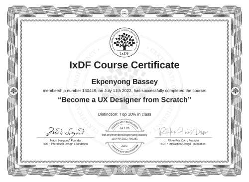 Become a UX Designer from Scratch certificate
