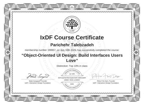 Object-Oriented UI Design: Build Interfaces Users Love certificate