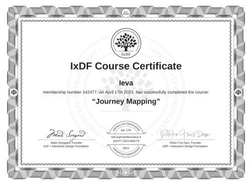 Journey Mapping certificate