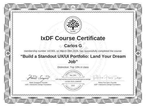 Build a Standout UX/UI Portfolio: Land Your Dream Job certificate
