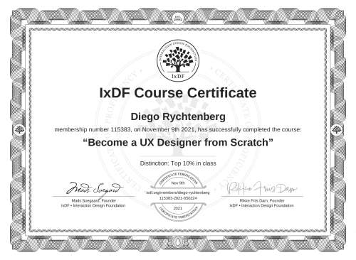 Become a UX Designer from Scratch certificate