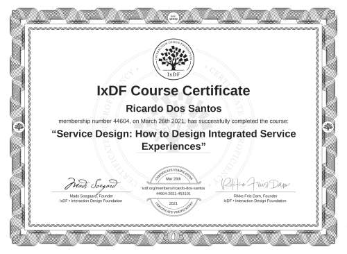 Service Design: How to Design Integrated Service Experiences certificate