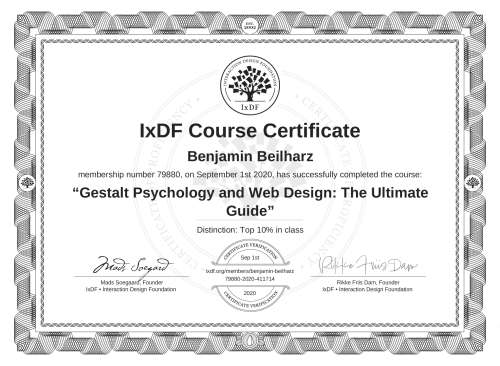 Gestalt Psychology and Web Design: The Ultimate Guide certificate