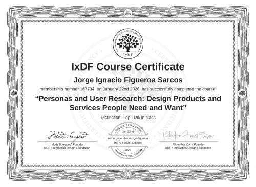 Personas and User Research: Design Products and Services People Need and Want certificate