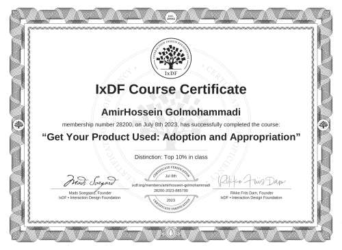 Get Your Product Used: Adoption and Appropriation certificate
